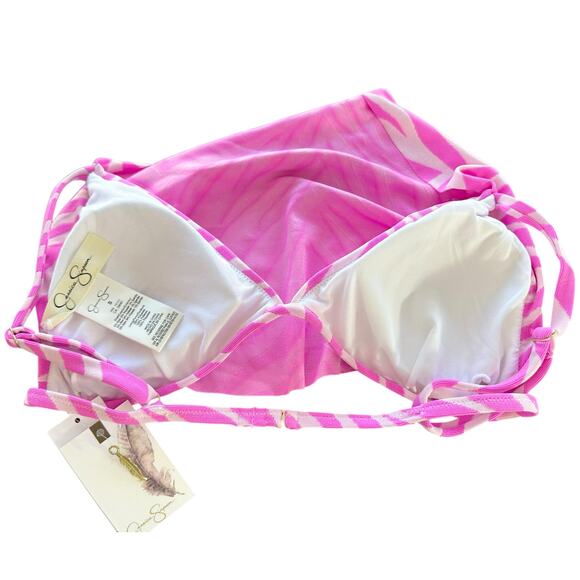 2/$15 NWT Jessica Simpson Zebra Print Drapey Swim Top Pink Cowl Swimwear Size S - Picture 7 of 10